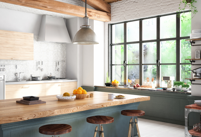 Luxury modern farmhouse kitchen, typical of Arboretum homes in Austin